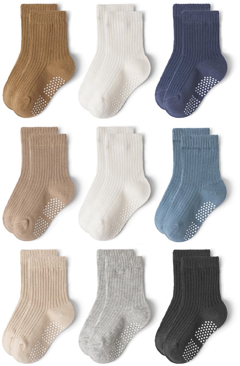 Omgoods - 9 Paar Baby Katoenen Sokken met Antislip Dots