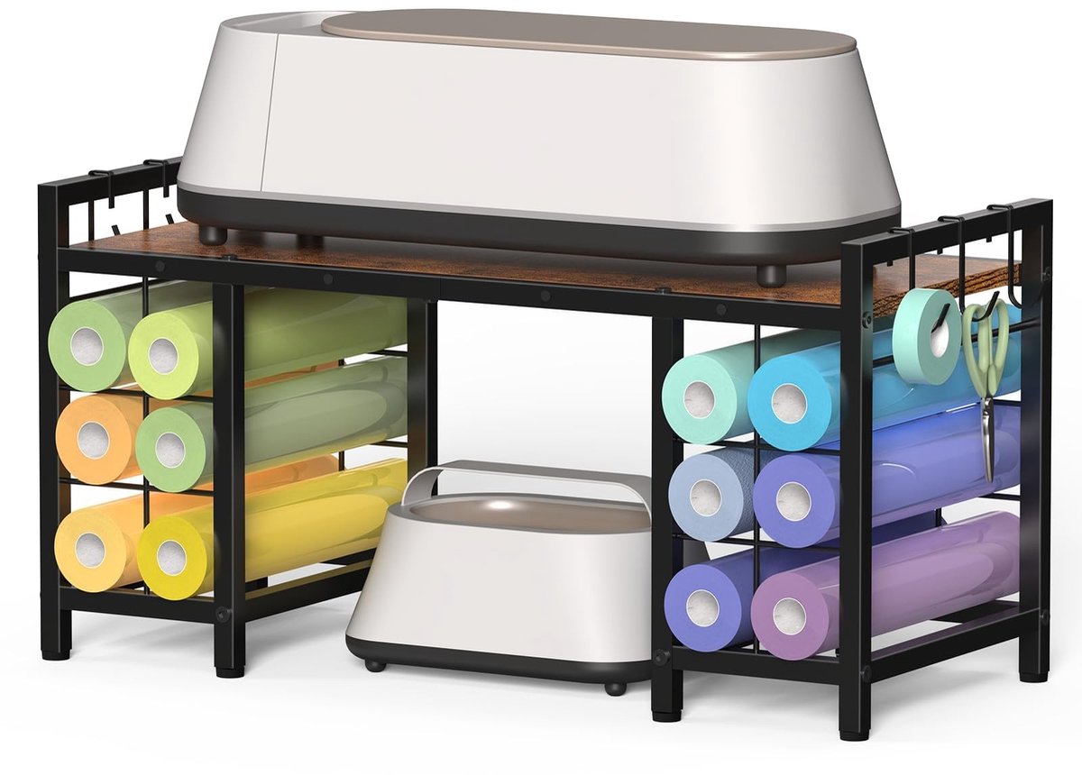 Omgoods - Craft Table met Opslag voor 12 Vinyl Rollen, Creatieve Werkplek
