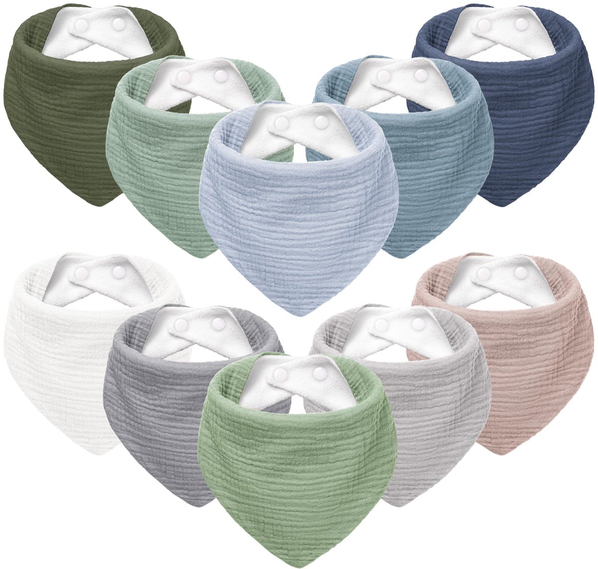 Omgoods - Set van 10 Baby Triangular Scarves in Muslin