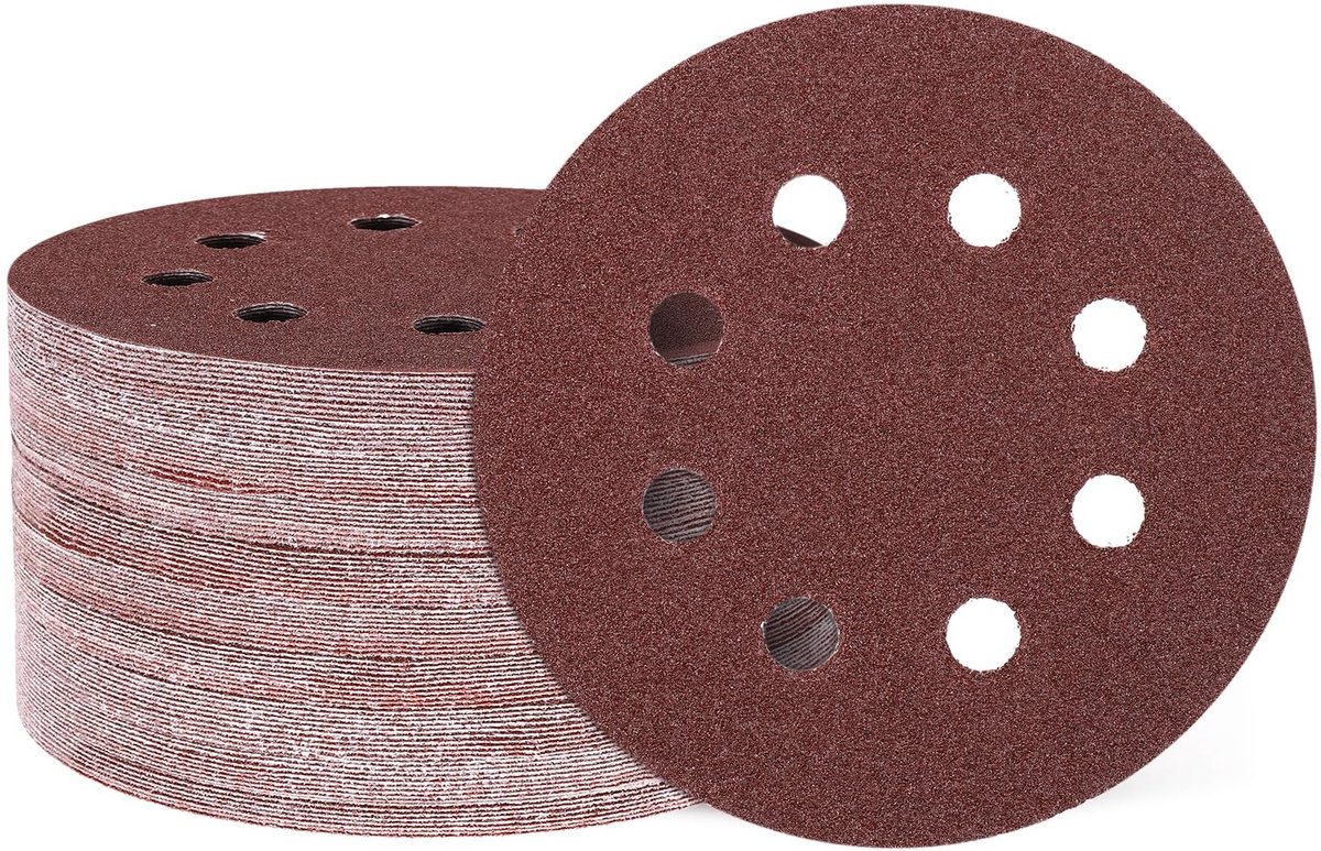 Omgoods - 100 Stuks Schuurdisc 125 mm 40 Grit met Haak Achterkant