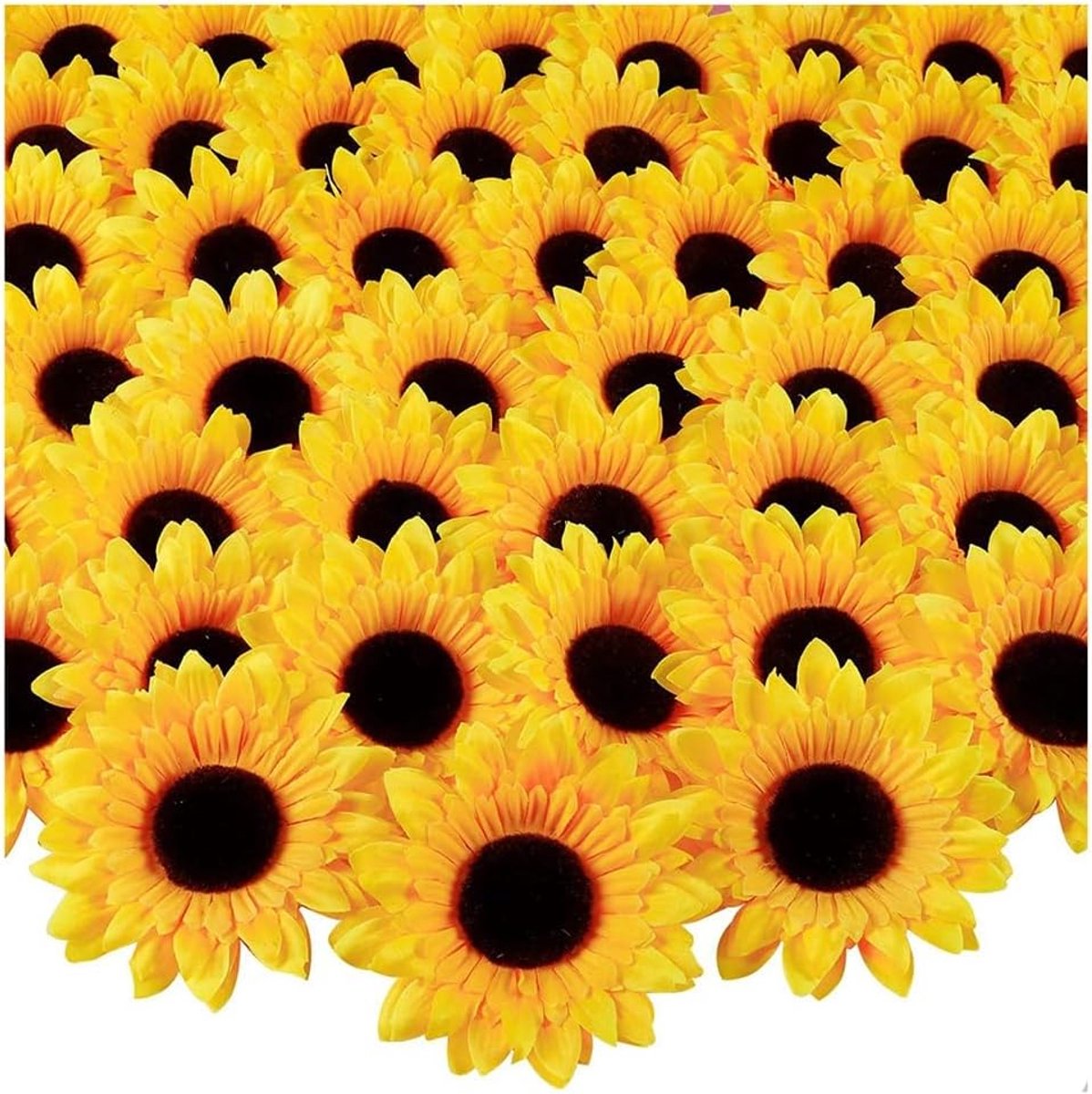 SnelShoppen - 30 Stuks Kunstmatige Zonnebloem Koppen, Zijde Bloemen, Decoratie, Kunstbloemen, Zonnebloemen, Plastic Bloemkoppen voor DIY Knutselen, Br