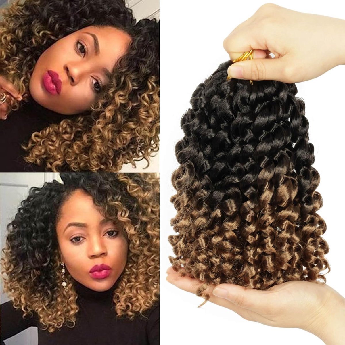 SnelShoppen - 3 Packs Haak Haar voor Vrouwen Extensions 20cm Gogo Jamaicaans Ombre Vlecht Haar met 36 Strengen (#1B/27) voor Feest, Cosplay en Dagelij