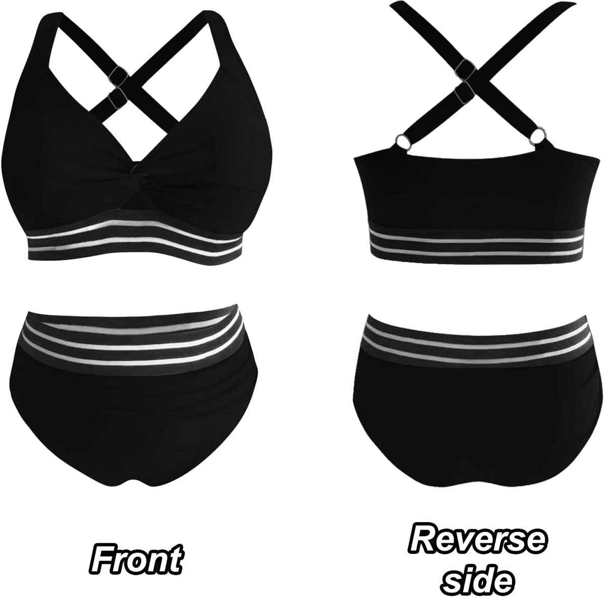 Damesbadpak met hoge taille, gekruiste rug, badpakken voor dames, beachwear, zwemkleding, bikiniset, V-hals, sexy