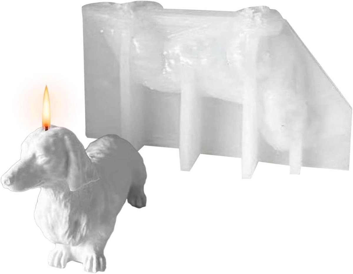 Dierenvorm Siliconen Mal - Hond Kaars Mal - Kaarsen Maken - 3D Langharige Puppy - 10.6 x 6 cm - Meerkleurig