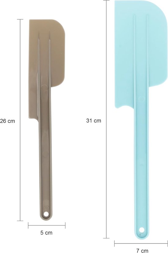 Spatel - Set van 2 - Botercreme spatel - Taartschraper - Deegschraper - Cake schraper - Taartspatel - Flexibel - Plastic - Blauw - Grijs — afbeelding 3