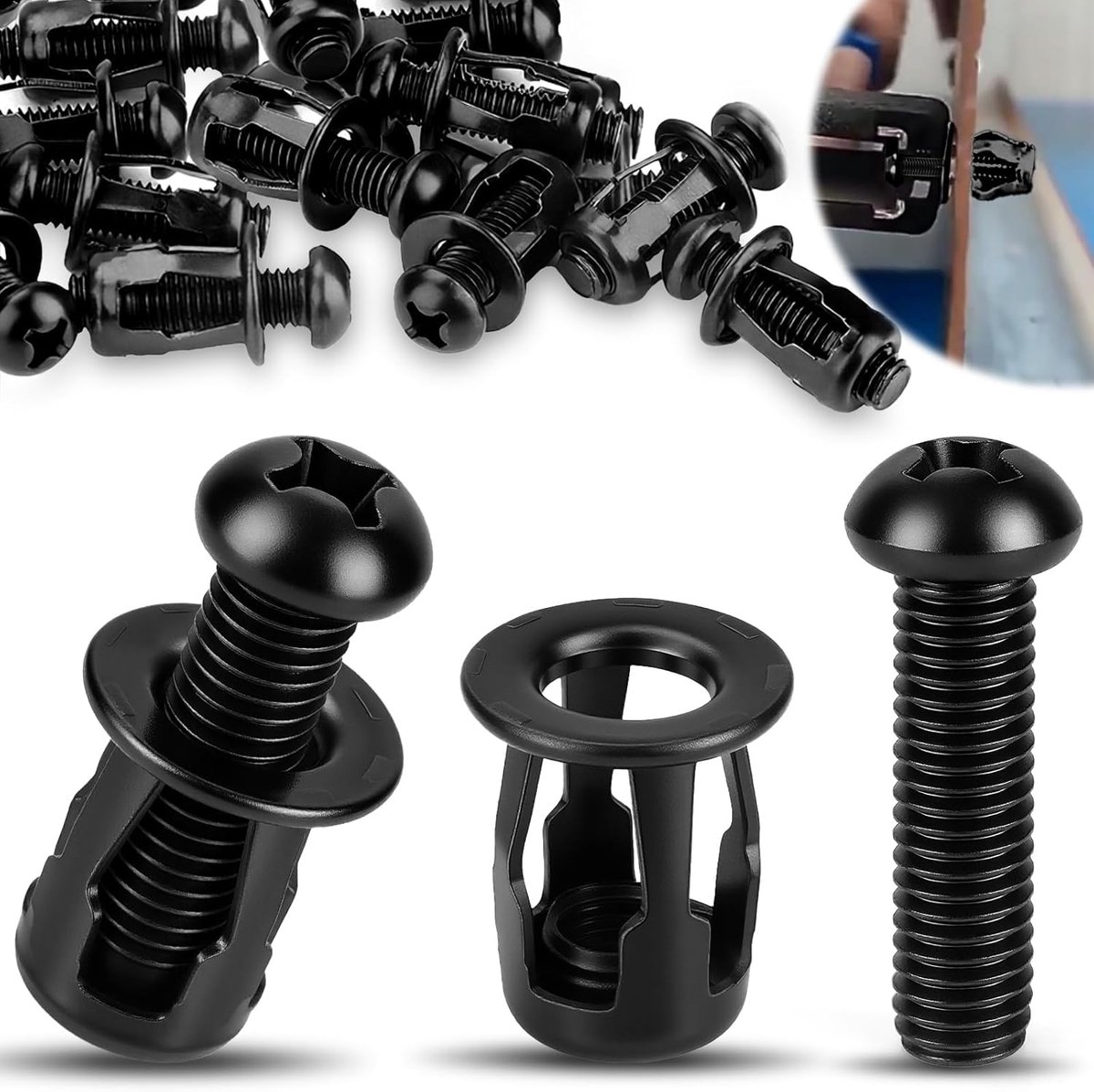 holle anker M5 x 25 mm, 20 stuks jack moeren bloemblaadmoeren zwart holle holle metalen pluggen expansiemoeren holle holle holle pluggen dunne bevestigingen holle wandankers voor holle