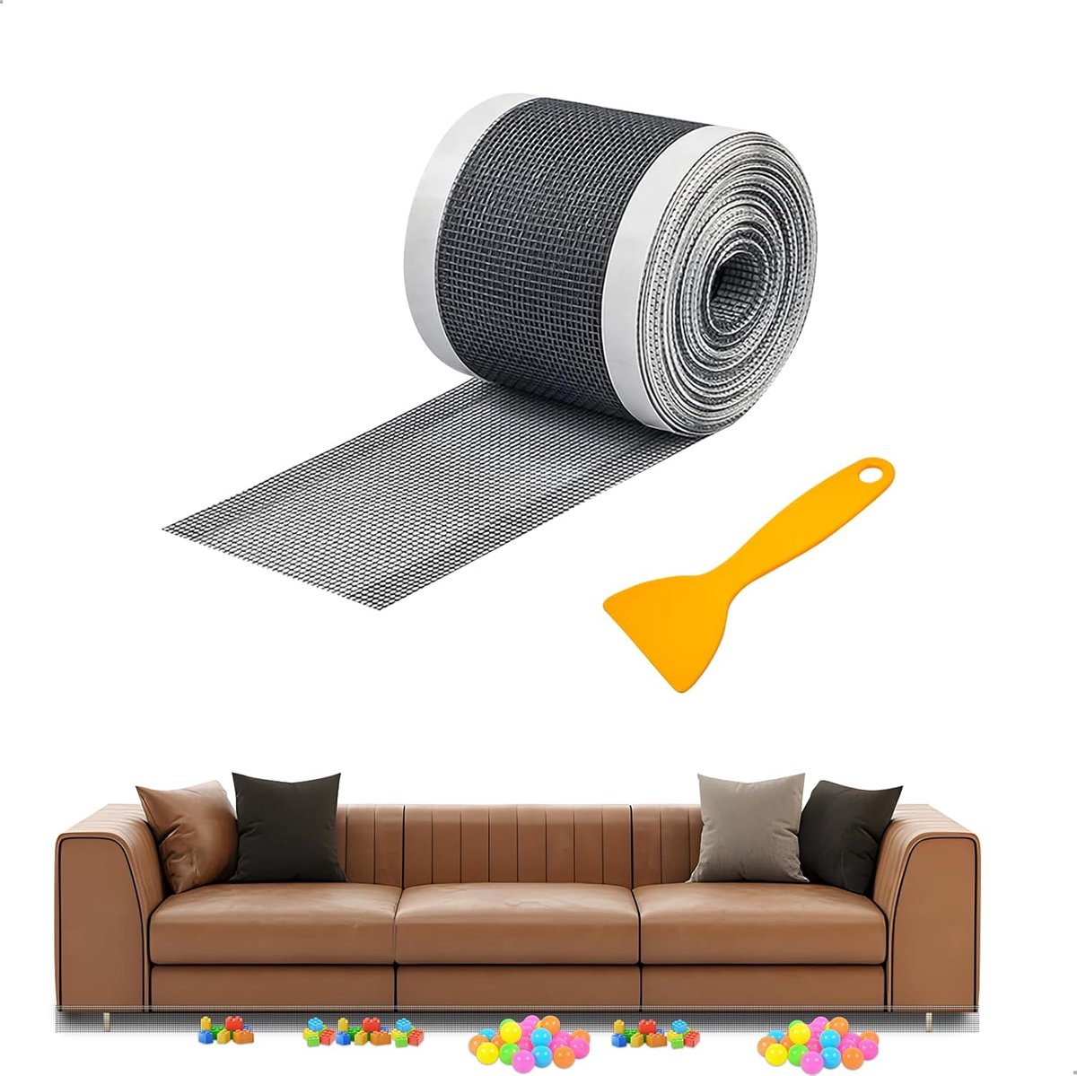 bank, speelgoedblokker sofa zelfklevend, op maat te snijden, onder sofa-blokker voor banken, bedden, kledingkasten, ladekasten, meubels, grijs, 10 cm x 10 m