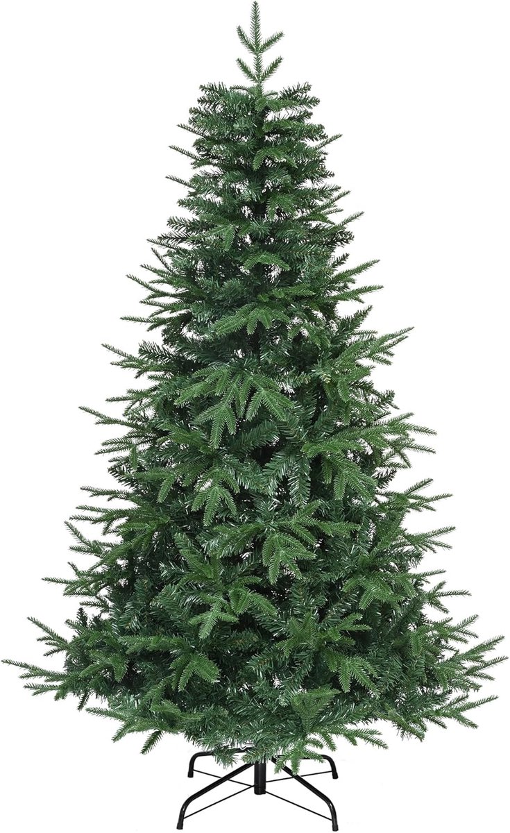 Premium kunstkerstboom, 212 cm, ca. 1100 takpunten, PE spuitgietwerk & pvc, natuurgetrouwe dennenboom met metalen standaard en klapsysteem, snelle montage voor thuiswinkels, 212 x Ø 105 cm
