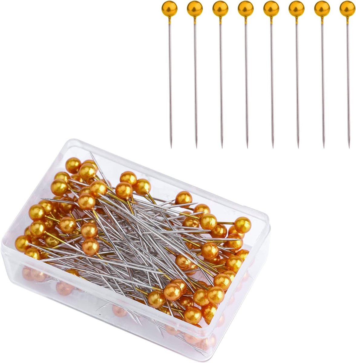 100 Stks 4CM Naaipennen, Plastic Balhoofd Rechte Quiltspelden Voor Naaister Sieraden Diy Decoratie Kunstnijverheid En Naaiprojecten (Gouden)