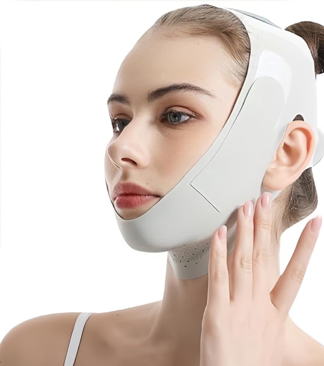 kinverwijderaar, verstevigend kinmasker slapen met lifting-effect, ademende V-gezichtsbandage voor gedefinieerde kaaklijn en huidelasticiteit