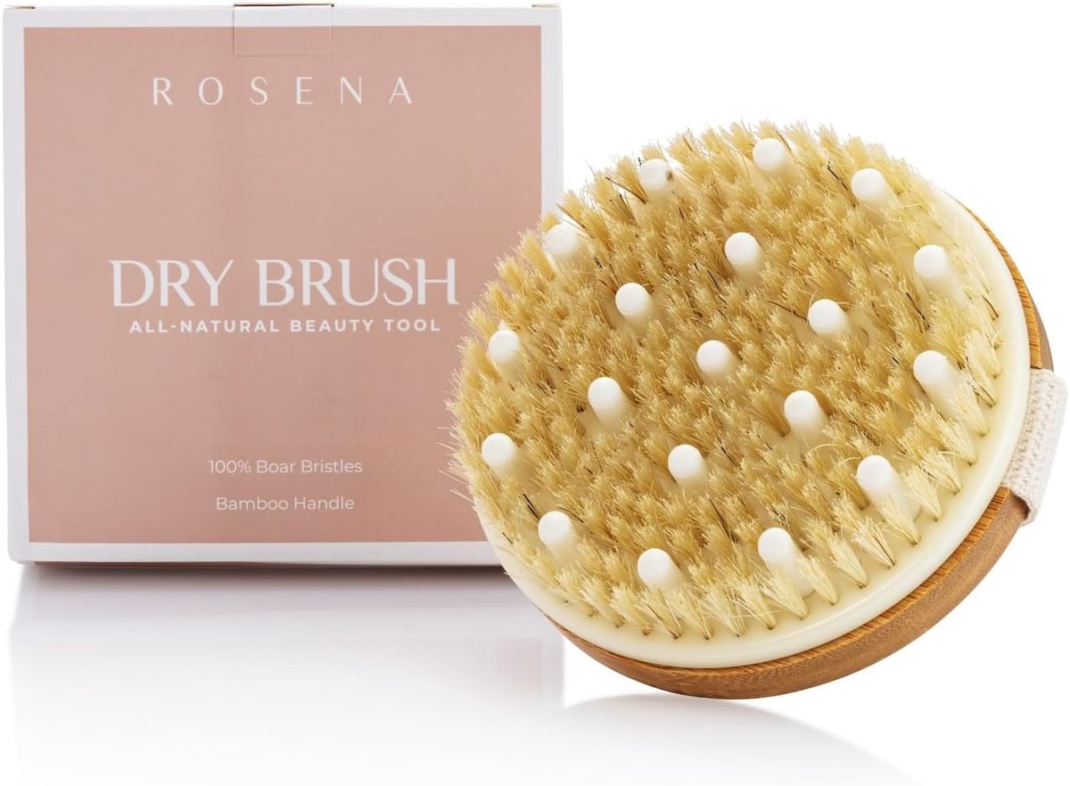 SnelShoppen - Dry Brushing Body Brush - Exfoliërende Borstel voor Droge Huid, Lymfedrainage en Cellulite Behandeling - Organische Spa Exfoliatie en Ma