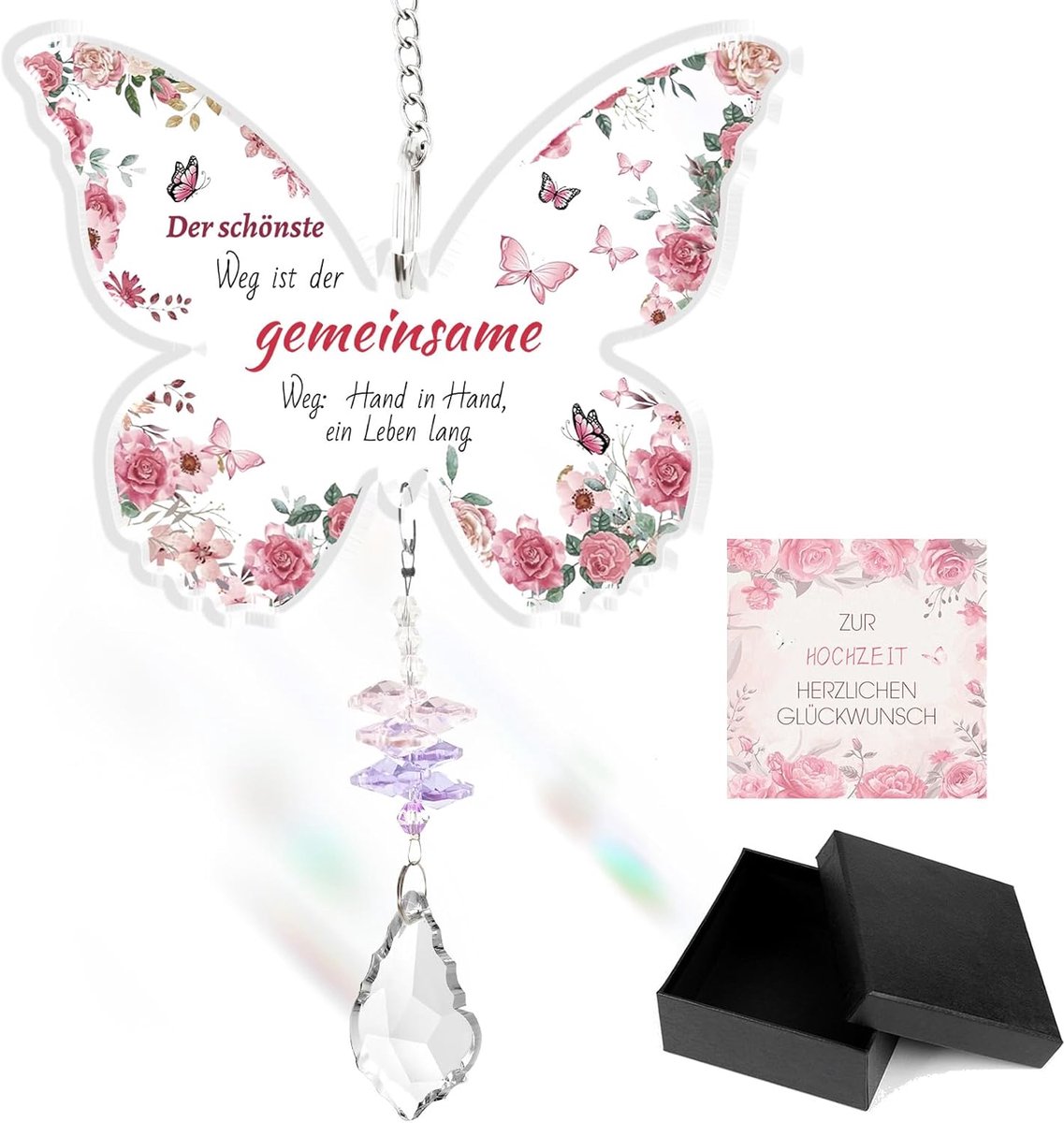Huwelijkscadeau voor bruid en bruidegom, huwelijkscadeau met wenskaart, dromenvanger, kristal, decoratie, geschenken voor bruiloft, verloving voor hem, trouwdag, Kerstmis voor
