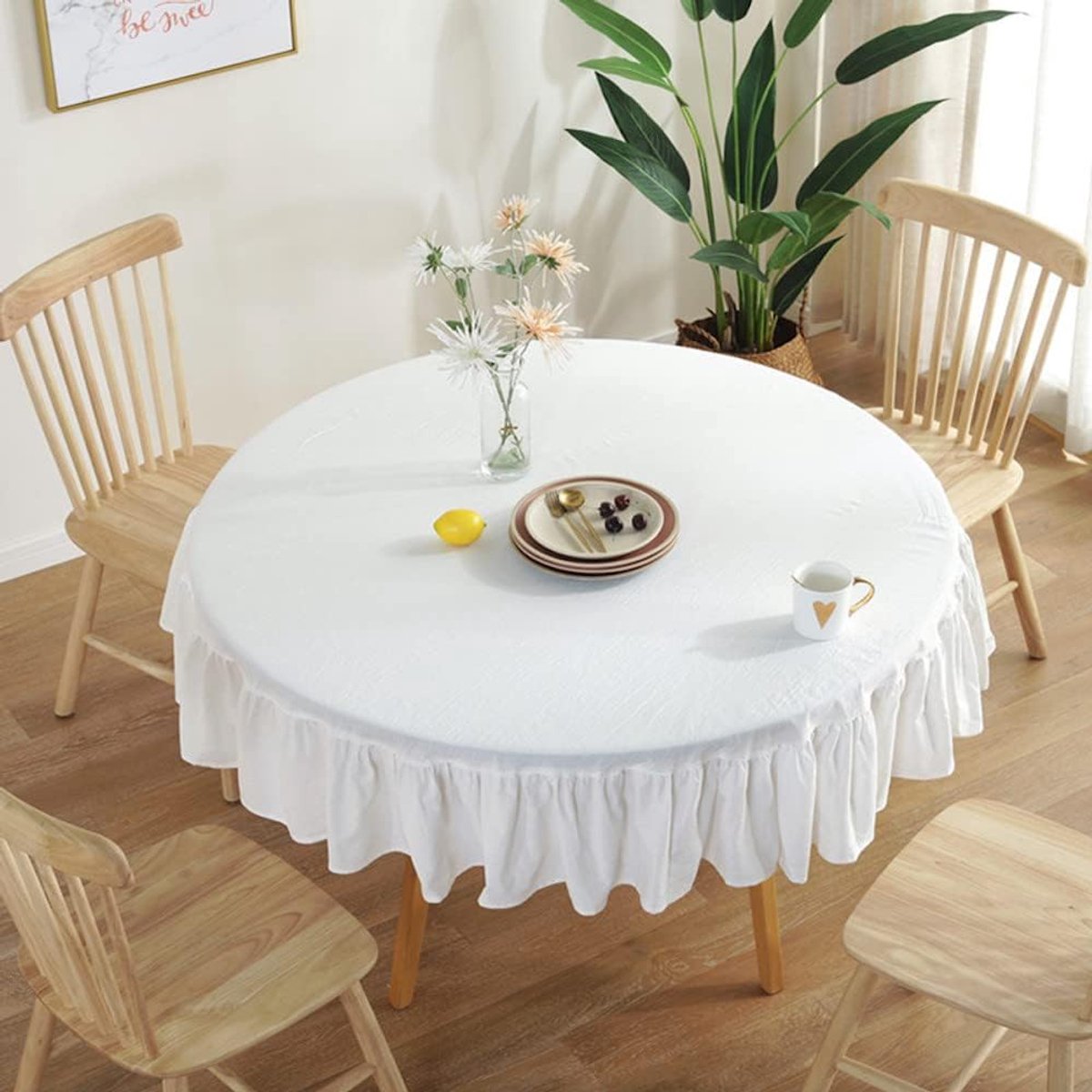 Tafelzeil Katoen Linnen - Tafellinnen Vlekbestendig - Bescherming Tafel - Lotus Effect - Diameter 150 cm - Grijs