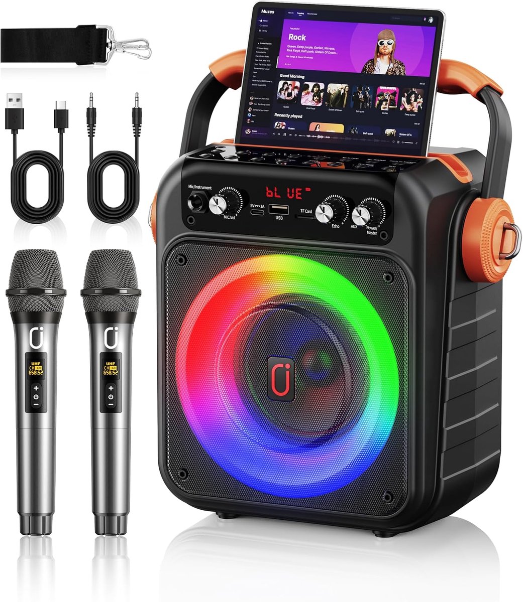 Karaoke machine MS82 - Draadloos - Inclusief microfoon - Perfect voor feesten - SnelShoppen