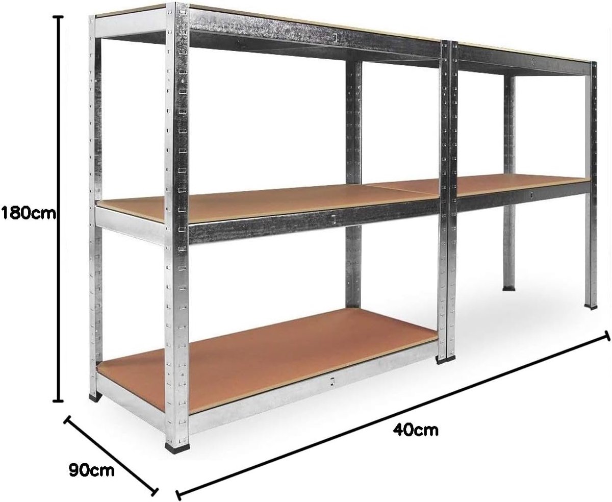 SnelShoppen - Stellingkast van gegalvaniseerd metaal met 5 planken 90 x 40 x 180 cm hout, max. 880 kg voor garage, opslag, keuken en tuin
