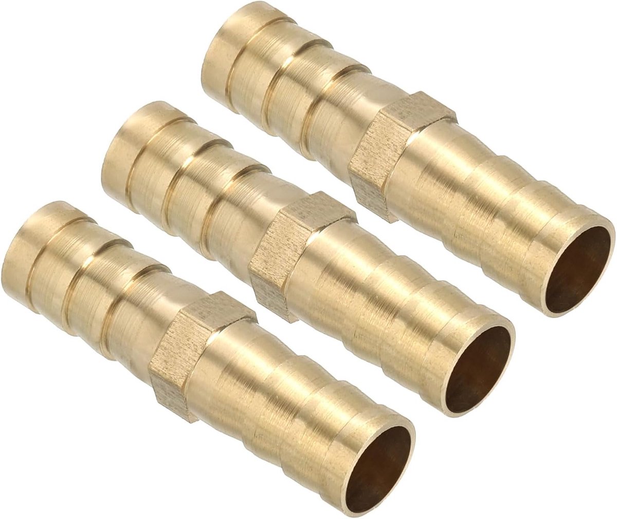 3/8" Messing slang weerhaak koppelstuk, 3 stuks rechte weerhaak verbinding koppelingen metalen splitser reparateur connector getande adapter luchtslang reparatieset voor water olie brandstof