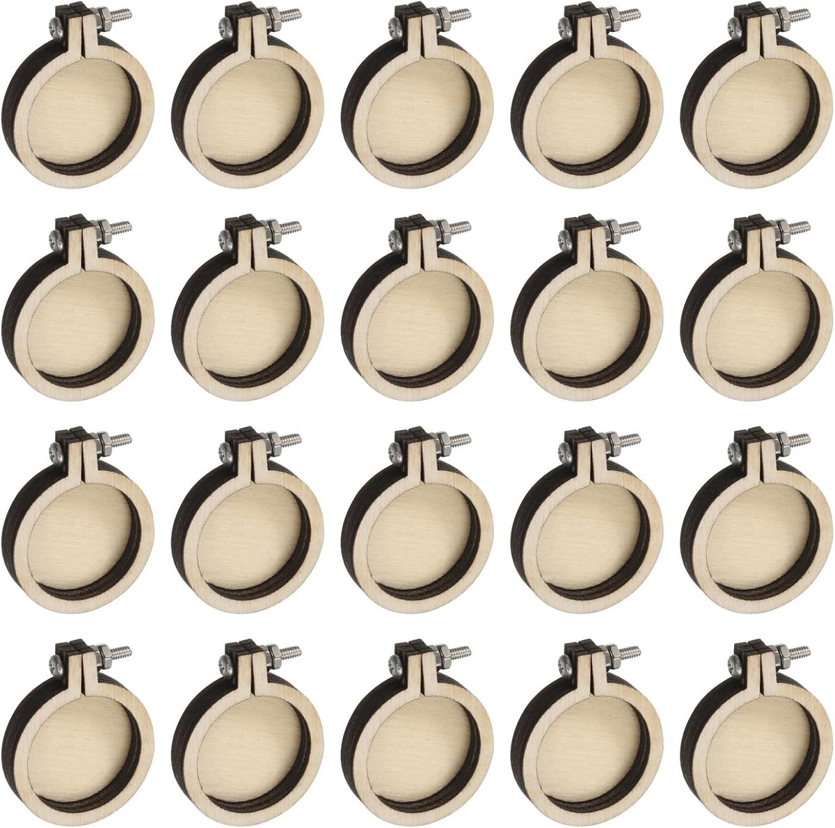 40 stuks mini-borduurlijsten, 3,5 x 2,5 cm, kleine ronde cirkels voor kruissteekring van hout, om te knutselen, hanger, sleutelhanger, displayframe