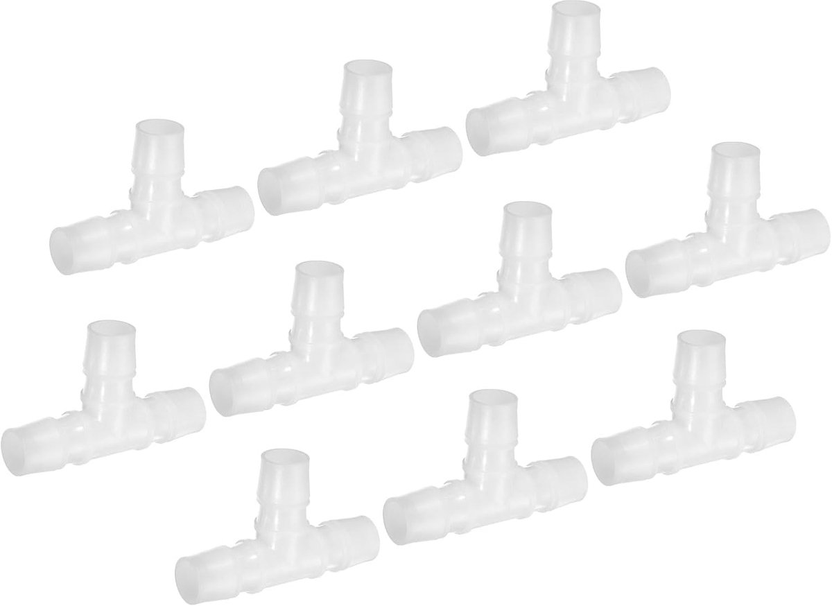 3/4 "Plastic Tee Slang Barb Fitting, 10 Stks Gelijke T-vormige 3-weg Joint Splicer Mender Adapter Union Intersection Prikkeldraad Split voor Air Water Brandstof Gas Vloeibare Pijp,