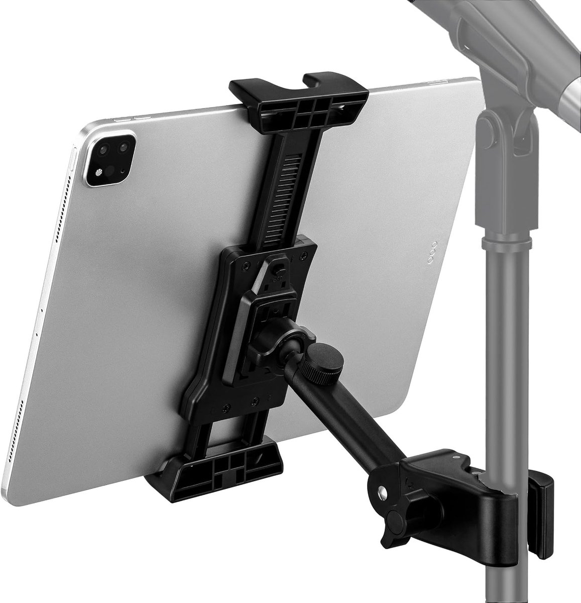 Tablet Mount Houder voor Microfoon- en Muziekstand, Telescopische Verstelbare Stand voor iPad Pro, iPhone, Android, 4.7 tot 12.9 Inch - LMiS1