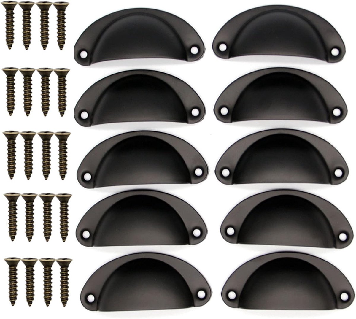 10 stuks schelpgrepen, laden met schelpgreep, vintage antieke handgreep, voor moderne meubels, kasten, deuren, laden (zwart)