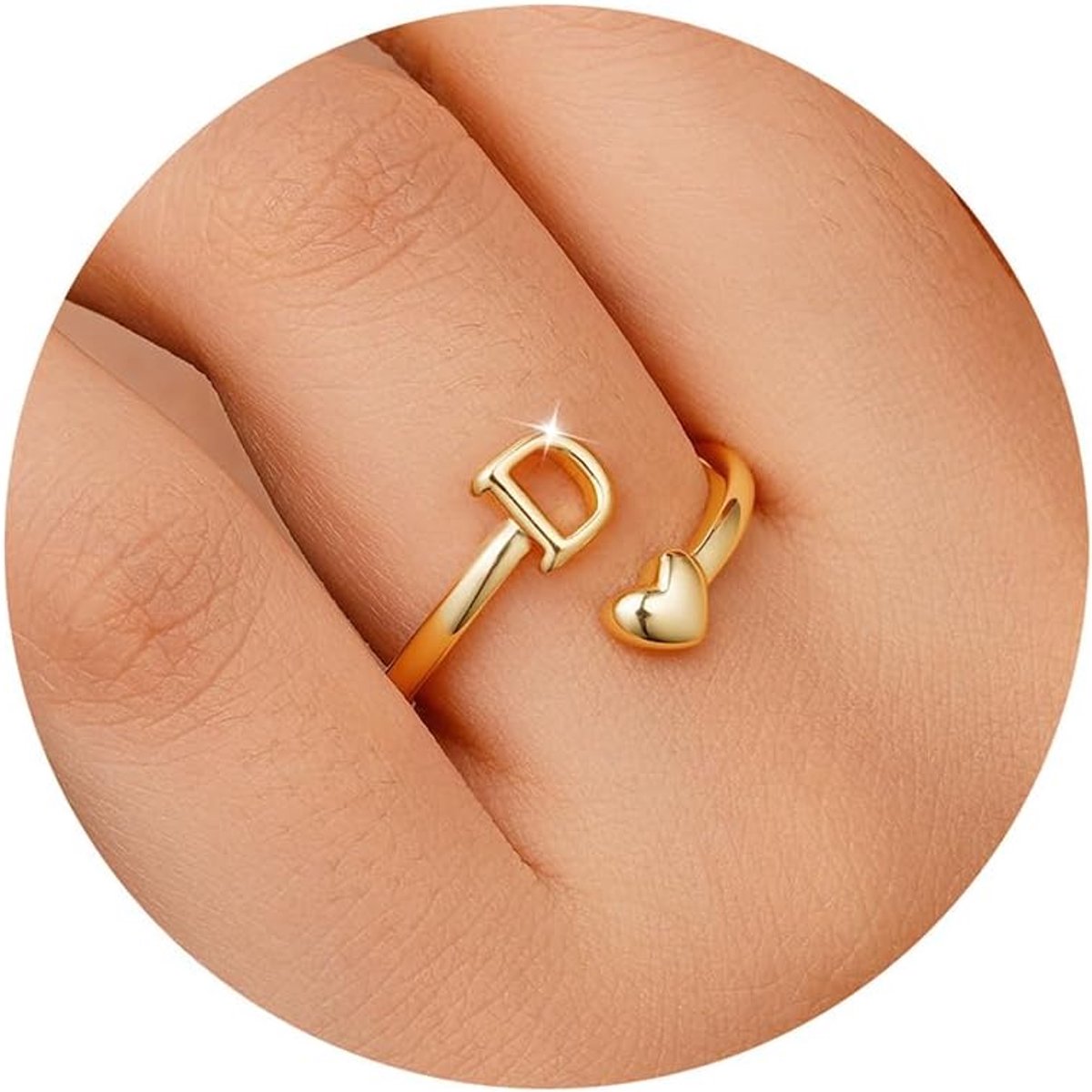 Ring goud dames meisjes - 14K goud verguld waterdicht hart ringen met letters stapelbaar promise duimring statement gouden ring geschenken voor vrouwen vriendin meisjes sieraden