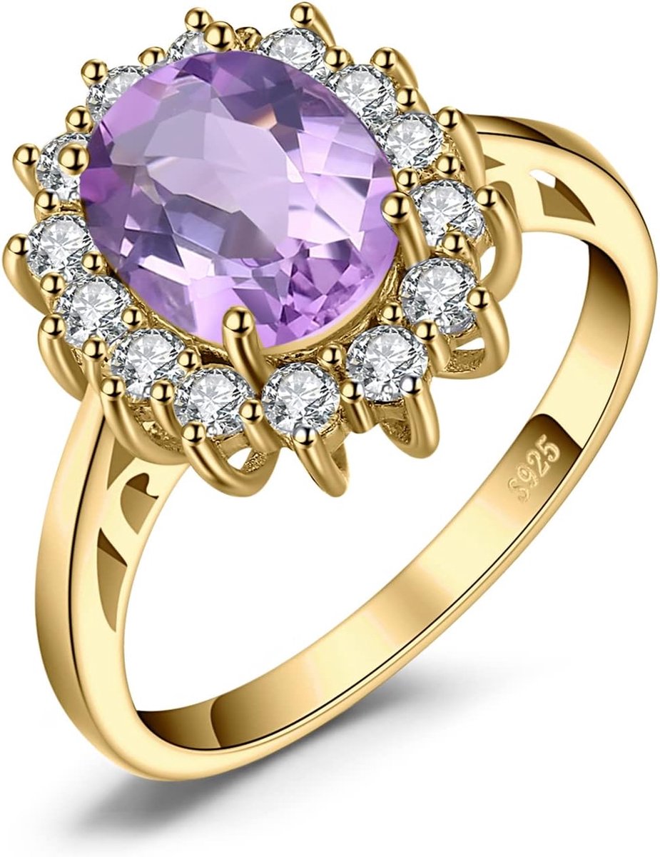Prinses Diana Kate Middleton Edelsteen Smaragd Saffier Topaas Amethist Citrien Granaat Peridot Robijn Ringen, Verlovingsring Belofte Ring Zilver 925 Dames Sieraden Roségoud Goud