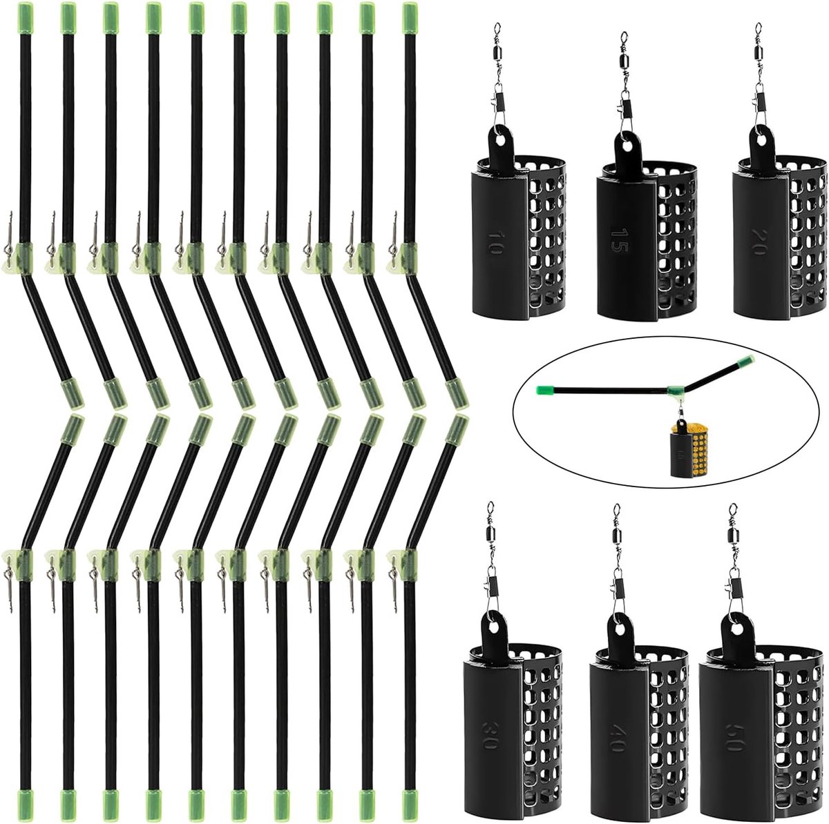 6 stuks voedermanden – Boom anti-klitten van metaal – rond – feeder met draaibare ring 10/15/20/30/40/50 g