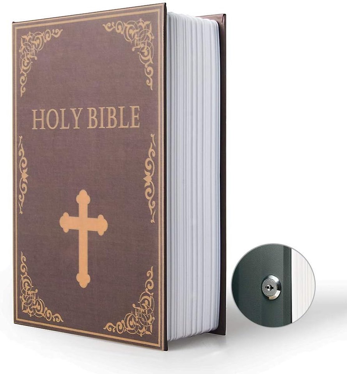 Book Safe Storage Box Dictionary Secret Safe Tin with Security Combination Lock/Key Diversion Book Hidden Safe (Key, Bible)