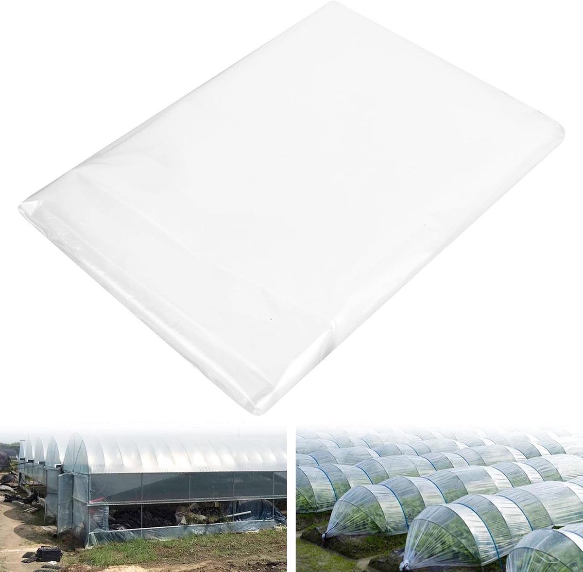 transparante broeikasfolie, extra dik, scheurvast, tuinfolie van polyethyleen, broeikasfolie voor het afdekken van groentebedden, tunnelfolie, tomatenhuis folie (2 x 3 m)