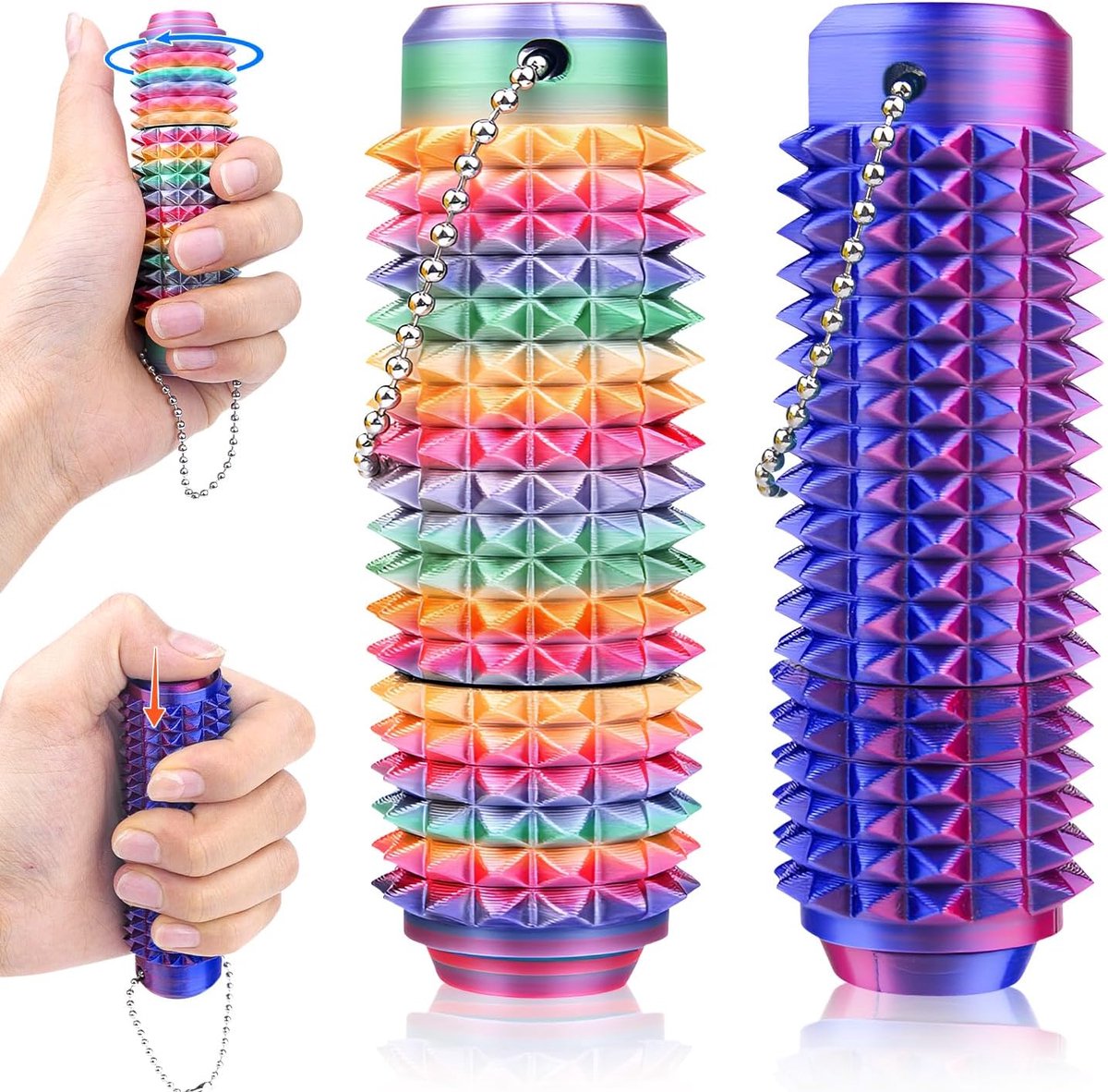 Ouchies Pain Fidget, 2 Stuks Pain Stim Fidget Sensorisch Speelgoed Sleutelhanger voor Volwassenen en Tieners, 3D-Geprinte Grippie Sleutelhanger voor Stressverlichting, Geschenken (A)