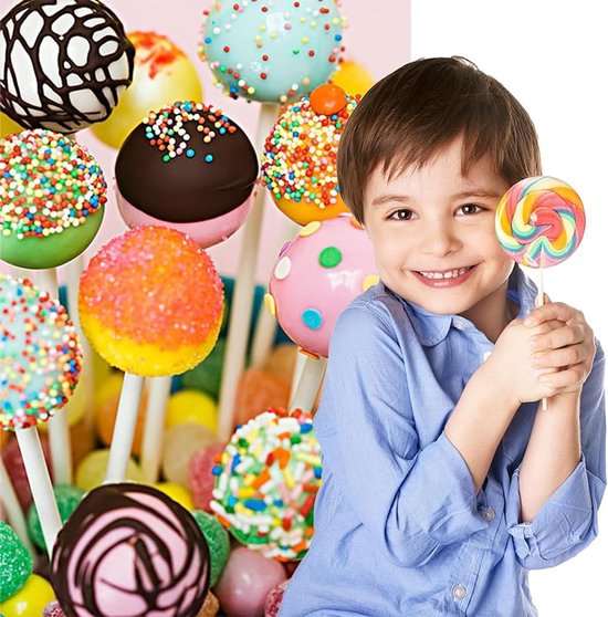 200 stuks witte cake popsticks, 10 cm voedselveilige lollystokjes voor cake pops snoep floss cupcake decoraties bakken & doe-het-zelf desserts — afbeelding 4
