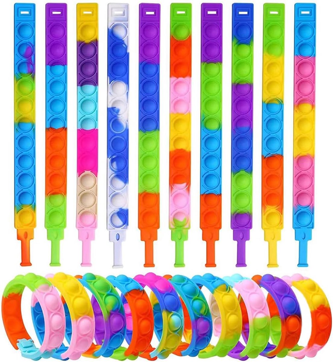 15 stuks Pop It Fidget Toys Push Bubble armband, fidget toys set armbanden voor kinderen en volwassenen, sensorisch speelgoed, anti-stress speelgoed, cadeautje voor kinderverjaardag