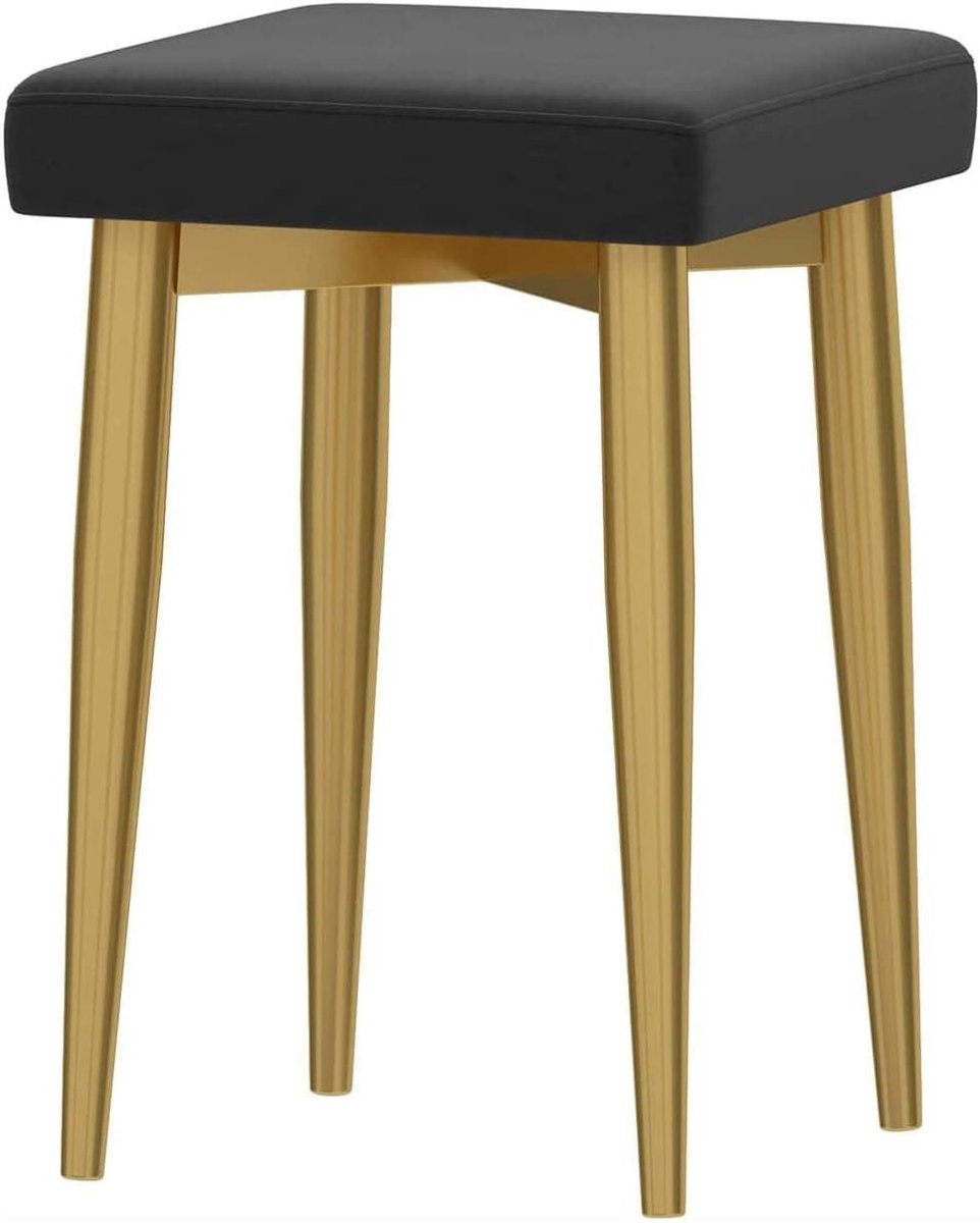 Kaptafel Krukje - Schoonheidsstoel Poef - Make-up Zitten - Handgelast Frame - 46 cm - Groen