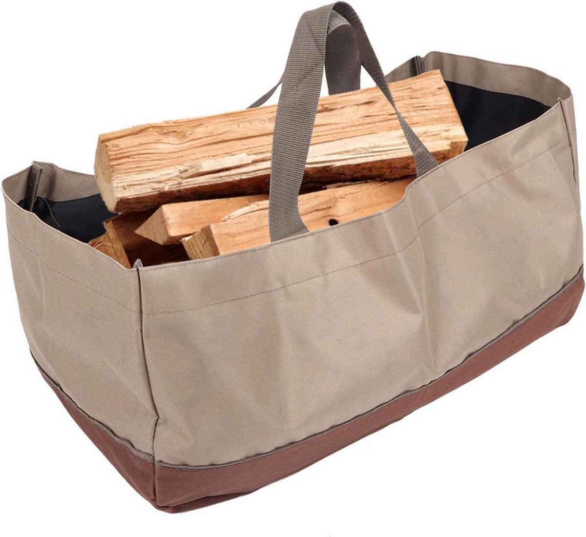 SnelShoppen - Grote Canvas Houtdrager voor Haardhout, Multifunctionele Houtdrager, Premium Oxford Canvas, Ideaal voor Kamperen, BBQ en Tuin
