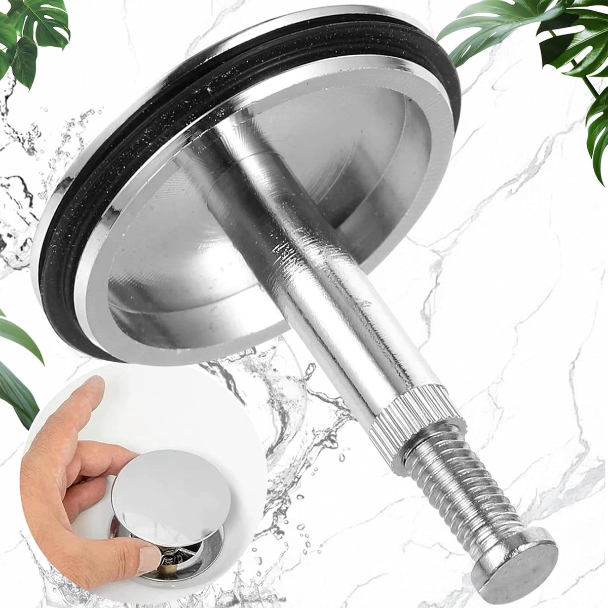 Universal Bath Stopper, Bathtub Stop 43mm, Sink Stop, Solid Brass Drain Stop, Bathtub Stop with Adjustable Screw Drain - ShopVlot