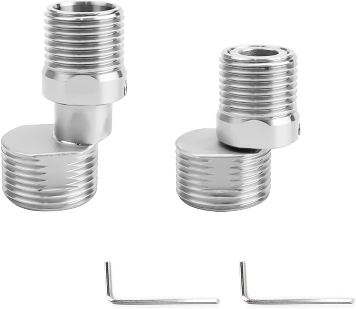 0XBIT Pack of 2 Eccentric Mixer Tap, Adjustable to 360° Curved Base, Adjustable Length, Faucet, Angle, Screw - ShopVlot