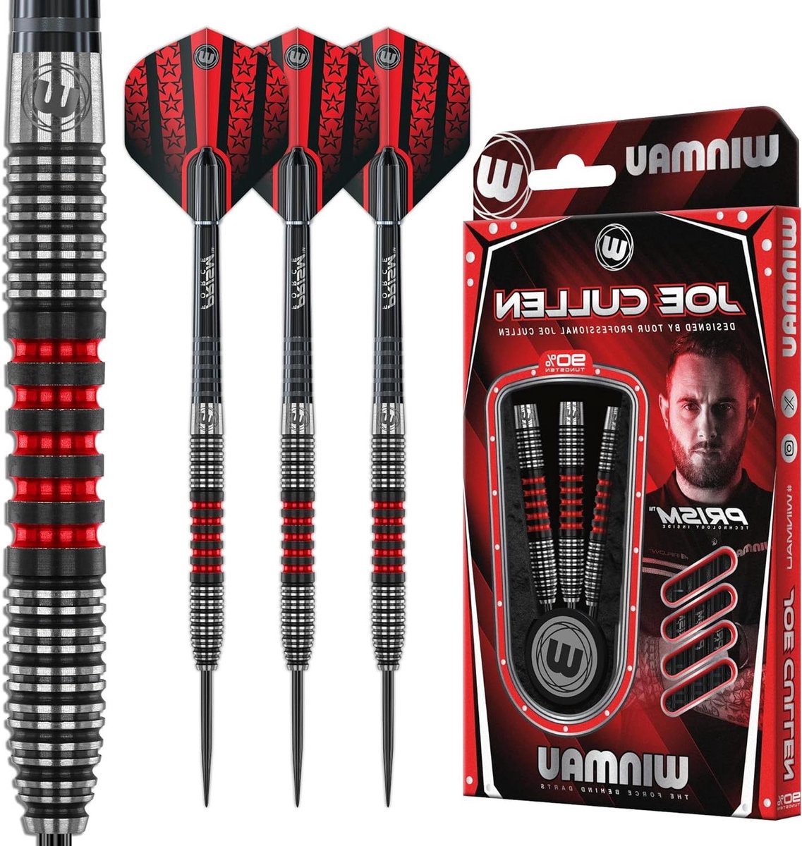 Dartpijlen 90% Tungsten - Stalen Darts - Precisie Werpen - Match Gewogen Barrels - 22 g - Zwart/Rood