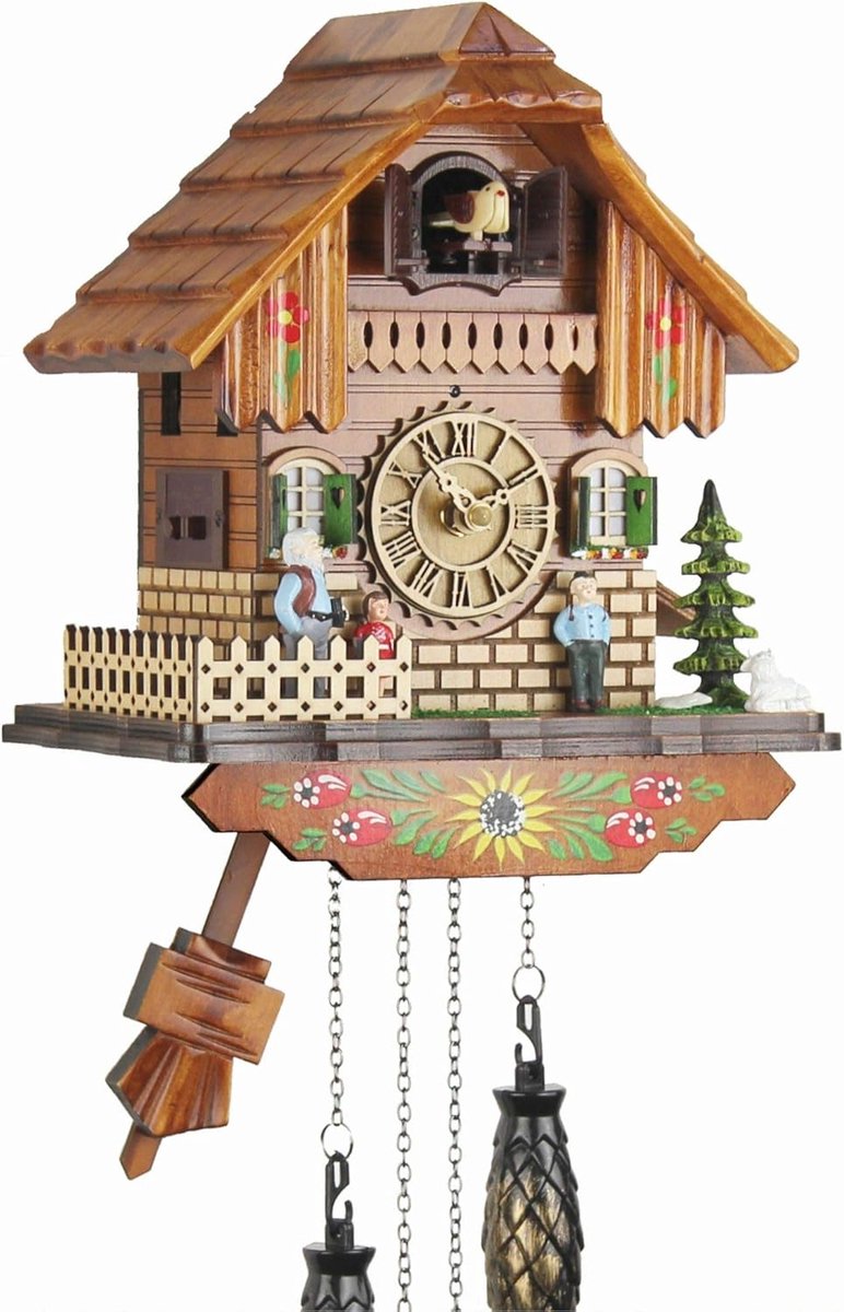 Koekoeksklok 25cm - Hout - Muziek met 12 melodieën - Nauwkeurige quartz beweging - ShopVlot