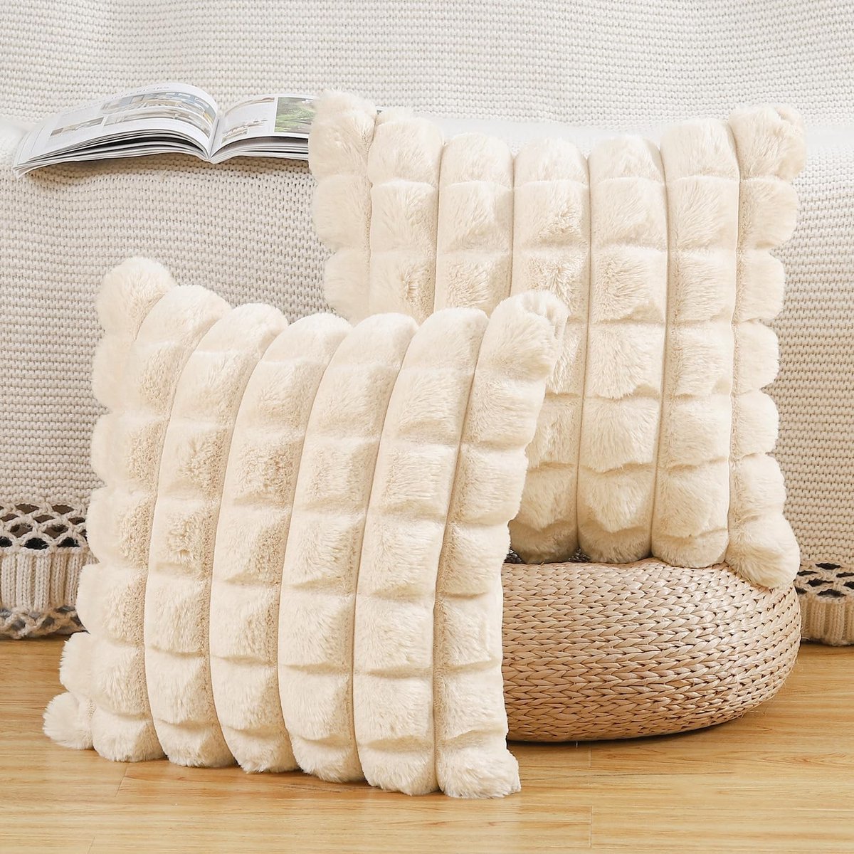 Omgoods - Set van 2 Decoratieve Kussenslopen van Pluche voor Sofa en Slaapkamer