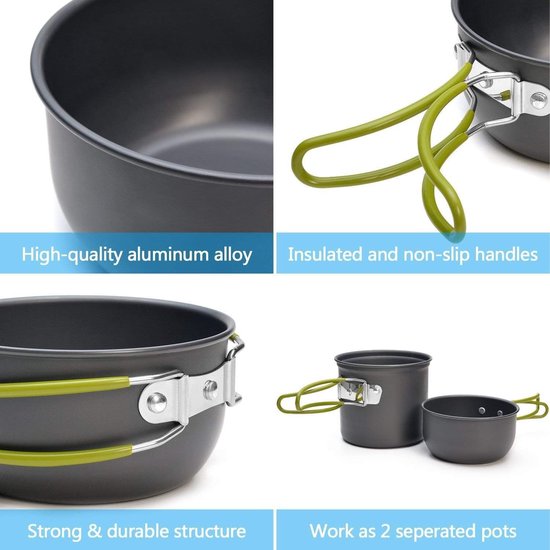 Omgoods - Camping Kookset voor 1-2 Personen - Inclusief Vouwmes en Lepel — afbeelding 3