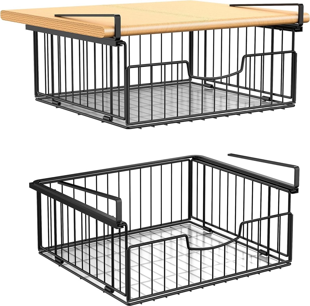 Omgoods - Opbergmanden Set van 2 - Hangende Metalen Baskets voor Keuken en Kantoor
