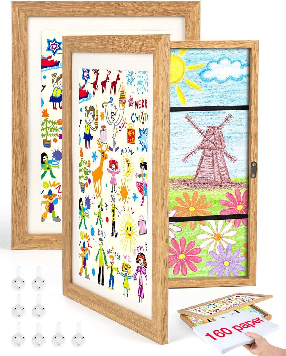 Omgoods - A4 Fotolijst voor Kindertekeningen - Eiken Hout, 2 Stuks