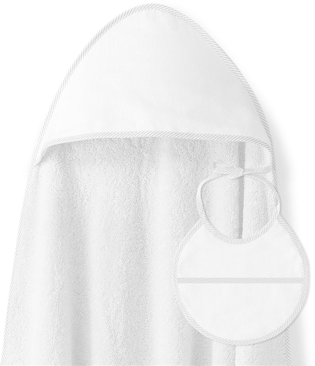 Omgoods - Baby Badlaken met Slabbetje Wit 100% Katoen 100 x 100 cm