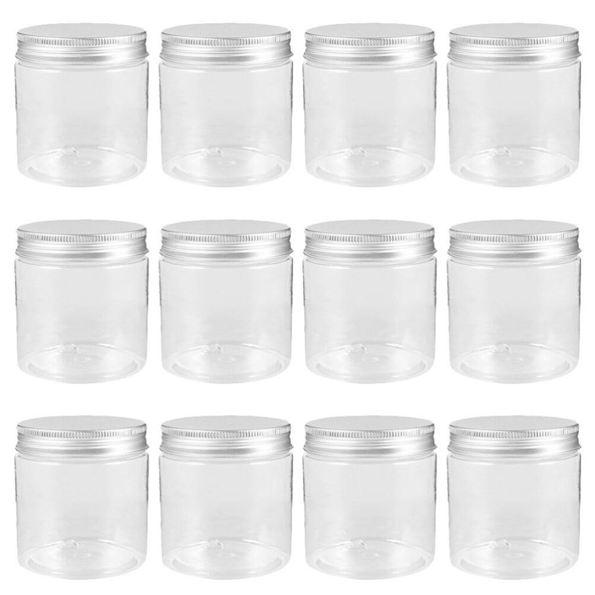 Omgoods - Set van 12 Lege Glazen Jars met Aluminium Deksel, 250 ml