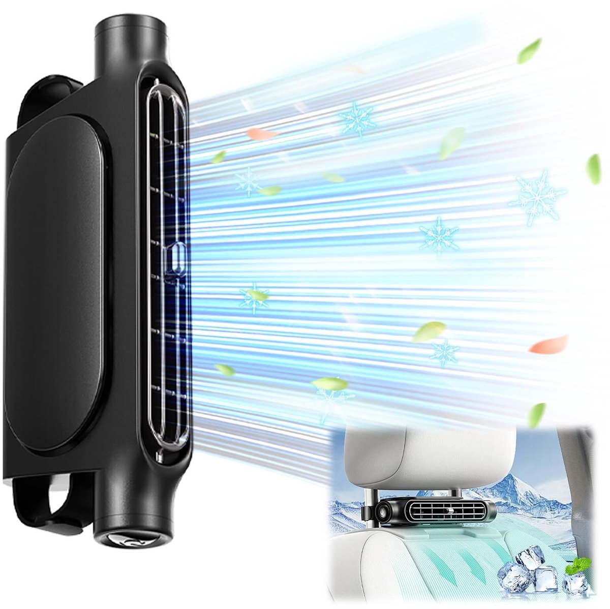 Omgoods - USB Auto Ventilator met Dual Turbo Ontwerp en 3 Snelheden