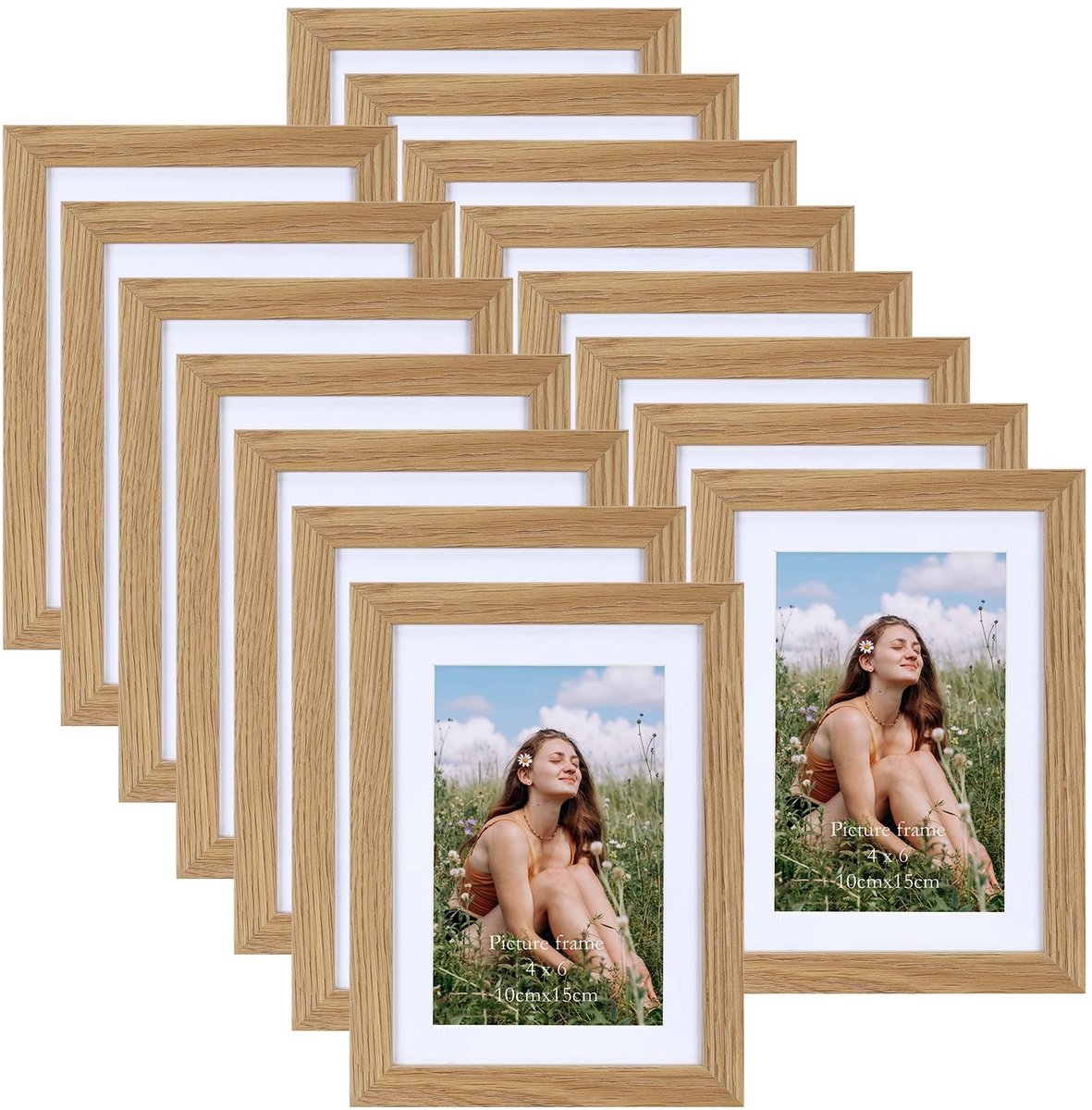 Omgoods - 15 Foto Frames 10 x 15 cm - Natuurlijke Houten Lijsten