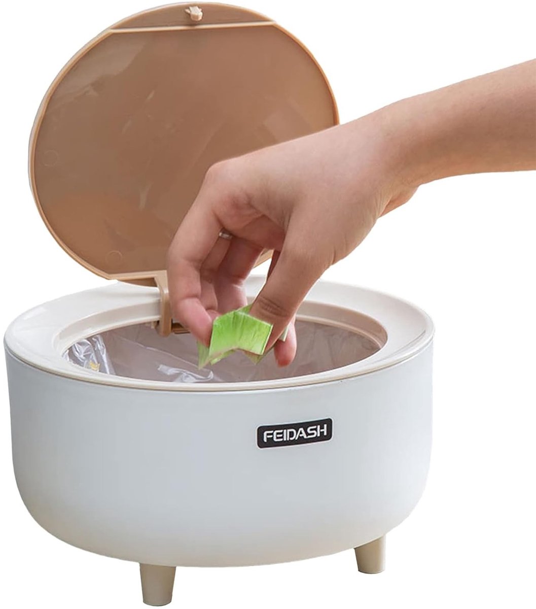 Omgoods - Mini Prullenbak met Houten Deksel voor Thuis en Kantoor