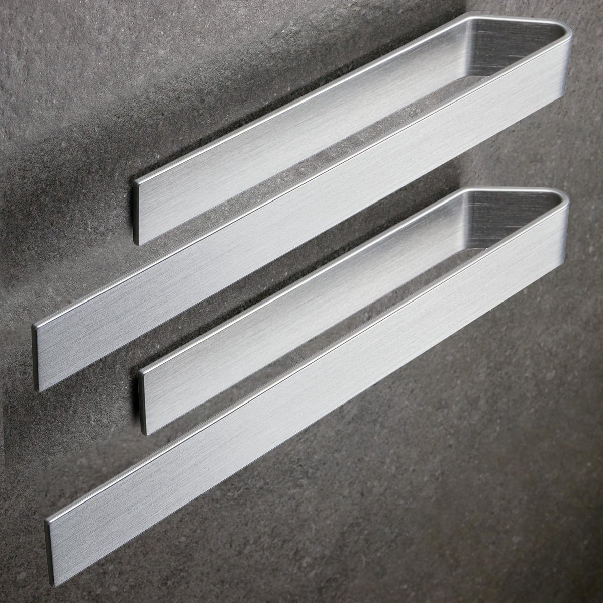 Omgoods - Handdoekhouder zonder boren - Zelfklevende handdoekring voor badkamer en keuken - Zilver 40 cm, 2 stuks