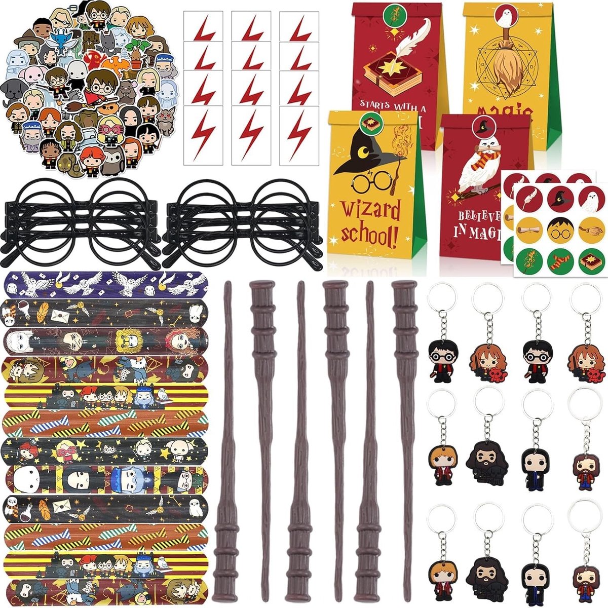 Omgoods - Set van 110 Kinderfeestzakjes met Toebehoren voor Themafeesten