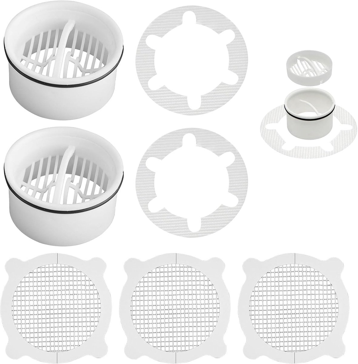SnelShoppen - 2 Stuks Haarfilter en Afvoerpijp Set voor Doucheafvoer - Haarstrainer en Afvoerfilter Compatibel met 6960, 6963, 6961, 6962 - Inclusief